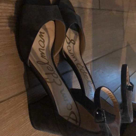 NWT Susie SAM EDELMAN dark gray block heel sandal - Picture 5 of 8